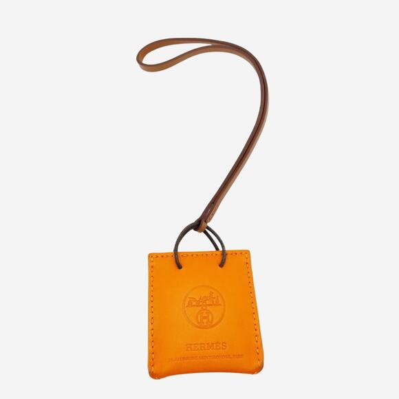 Hermes Orange Shopping Bag Purse Charm - Picture 1 of 8